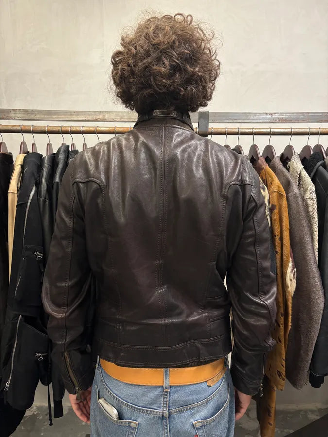 AW2004 Dolce & Gabbana Brown Alpha Leather Jacket (M) NZlMSyT 2