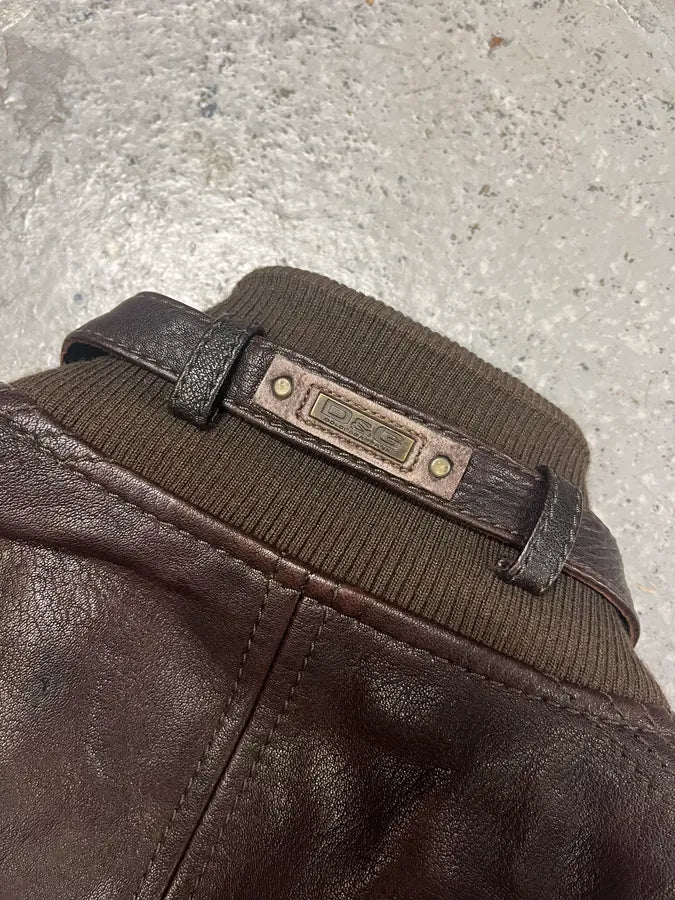 AW2004 Dolce & Gabbana Brown Alpha Leather Jacket (M) NZlMSyT 7