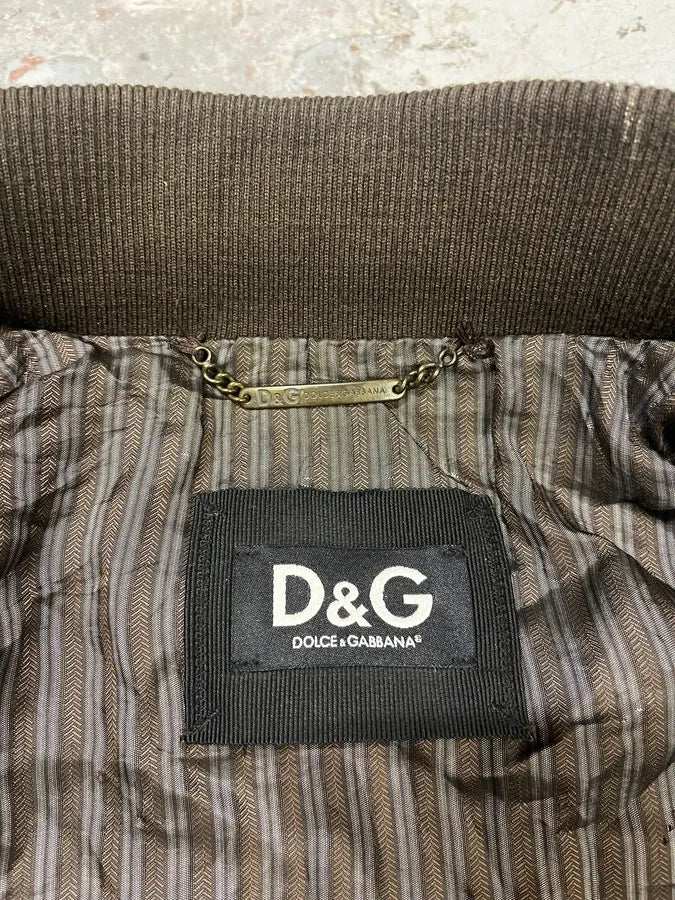 AW2004 Dolce & Gabbana Brown Alpha Leather Jacket (M) NZlMSyT 8