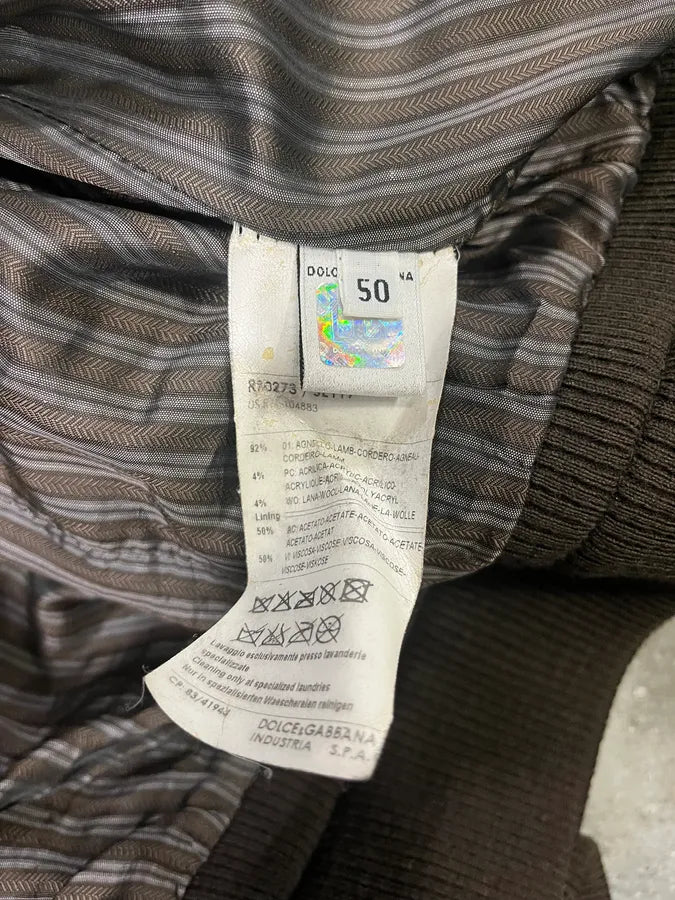 AW2004 Dolce & Gabbana Brown Alpha Leather Jacket (M) NZlMSyT 9