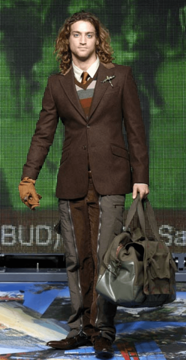 AW2004 Dolce & Gabbana Brown Corduroy & Green Nylon Aviator Cargo Pants baioCdn 1