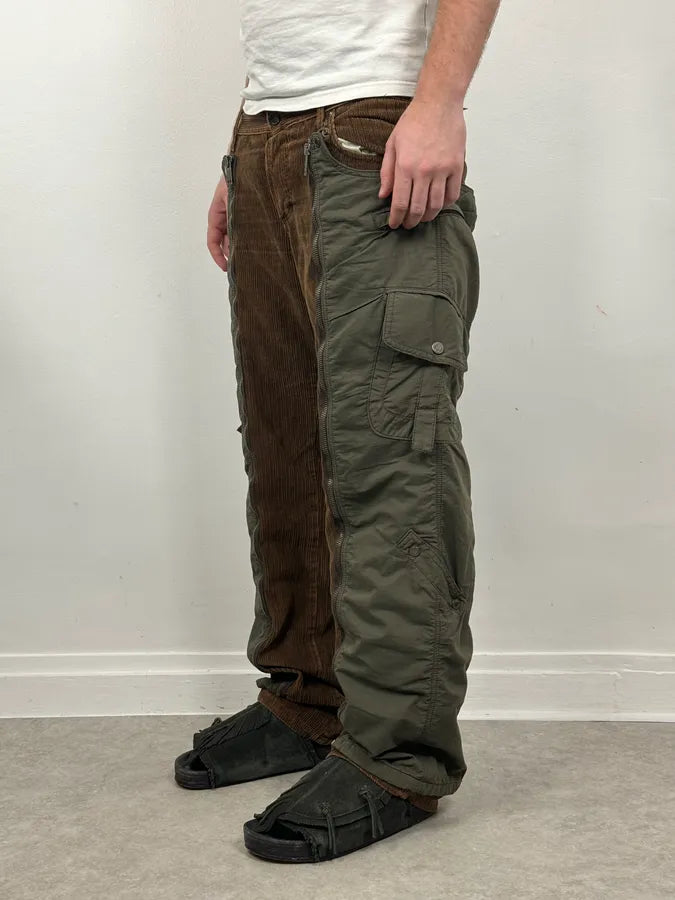 AW2004 Dolce & Gabbana Brown Corduroy & Green Nylon Aviator Cargo Pants baioCdn 5