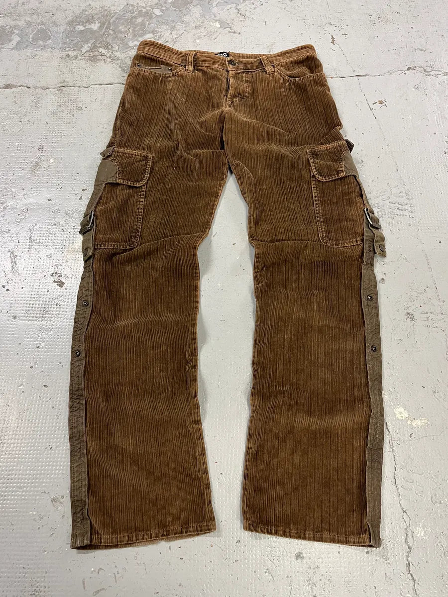 AW2004 Dolce & Gabbana Brown Corduroy Cargo Pants BADIiHK 0