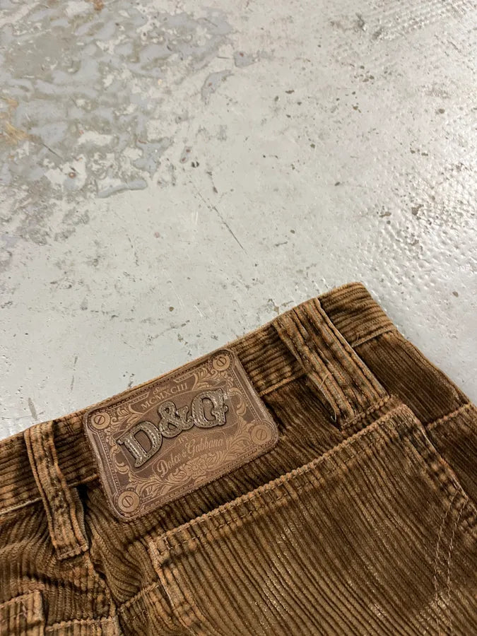 AW2004 Dolce & Gabbana Brown Corduroy Cargo Pants BADIiHK 10