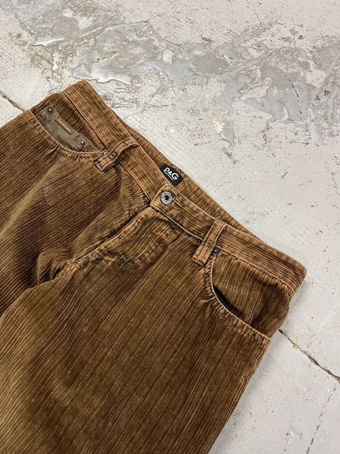 AW2004 Dolce & Gabbana Brown Corduroy Cargo Pants BADIiHK 6