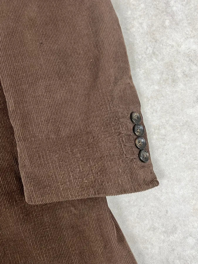 AW2004 Dolce & Gabbana Brown Corduroy Fur Collar Trench Jacket YaoWfXv 7