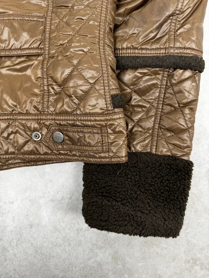 AW2004 Dolce & Gabbana Brown Hybrid Shearling Nylon Jacket nWsvHKN 9