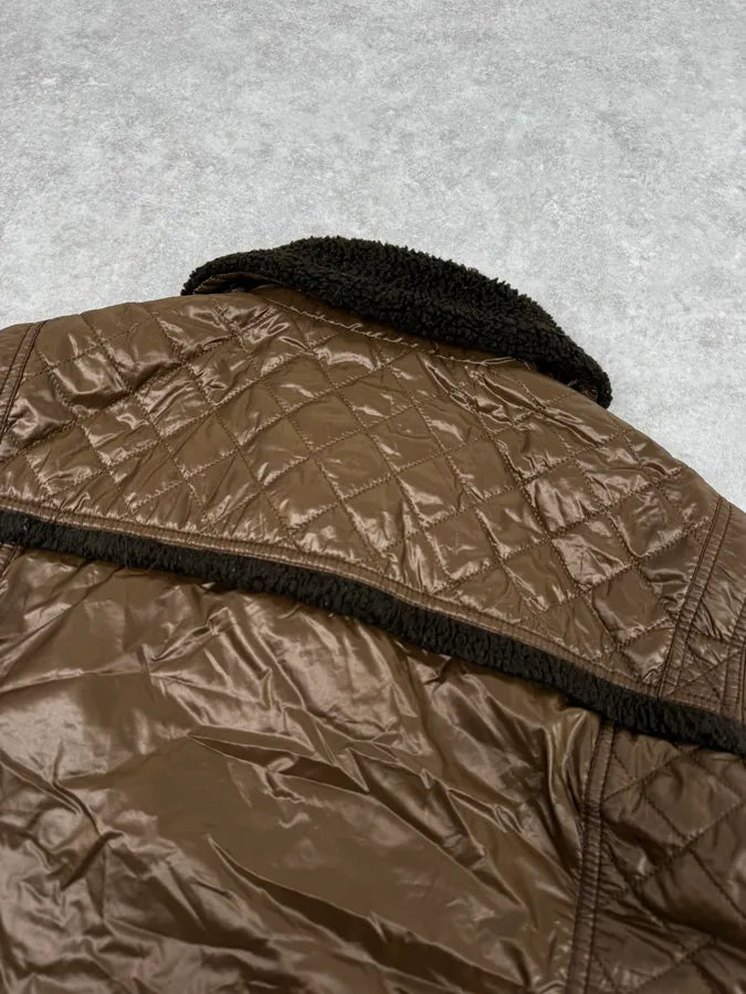 AW2004 Dolce & Gabbana Brown Hybrid Shearling Nylon Jacket nWsvHKN 6