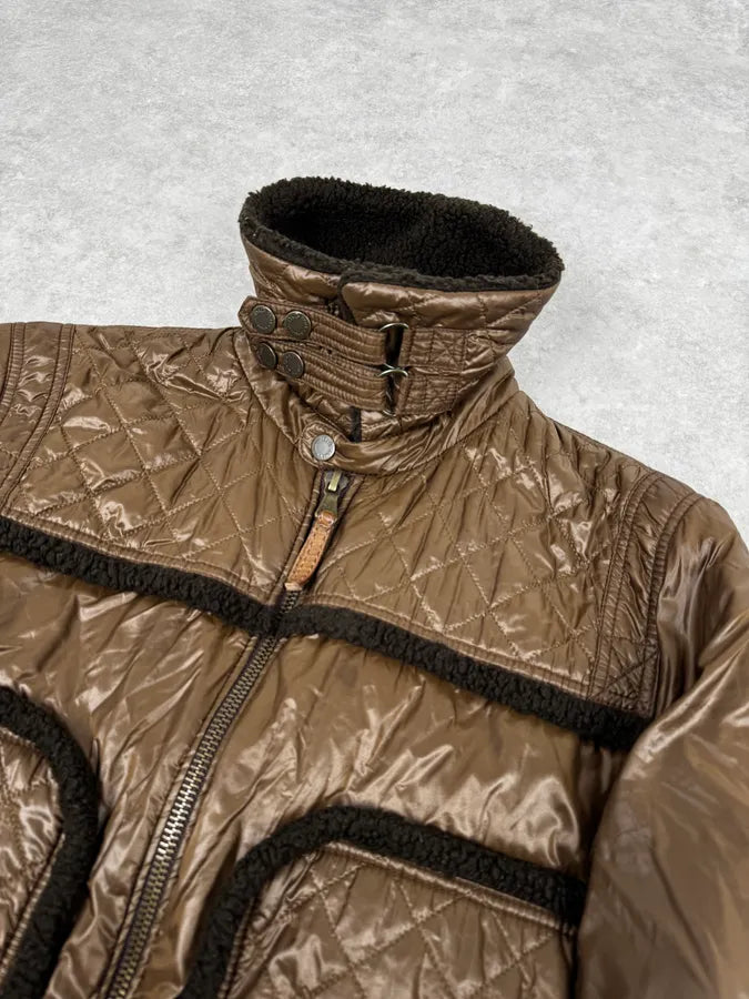 AW2004 Dolce & Gabbana Brown Hybrid Shearling Nylon Jacket nWsvHKN 5