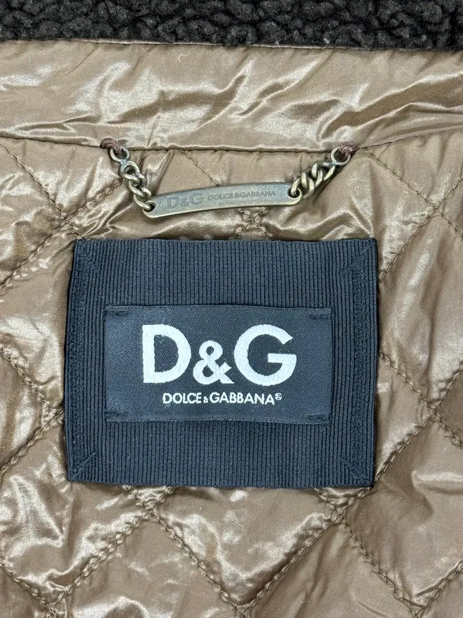 AW2004 Dolce & Gabbana Brown Hybrid Shearling Nylon Jacket nWsvHKN 11