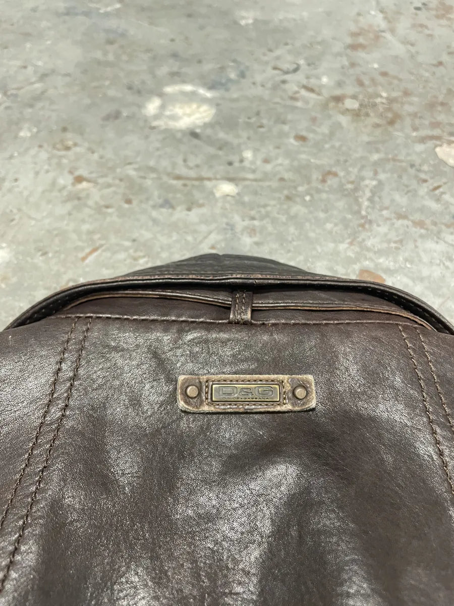 AW2004 Dolce & Gabbana Brown Leather Aviator Jacket (L) 9