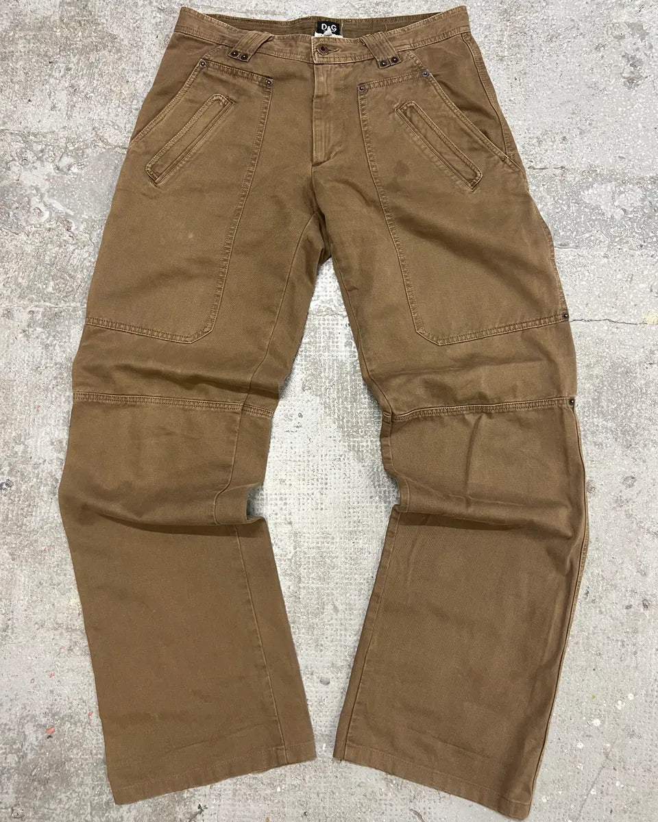 AW2004 Dolce & Gabbana Brown Utility Straight Cozy Pants (M) 0