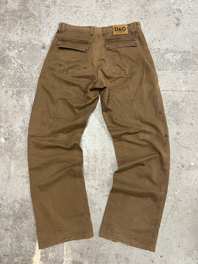 AW2004 Dolce & Gabbana Brown Utility Straight Cozy Pants (M) 1