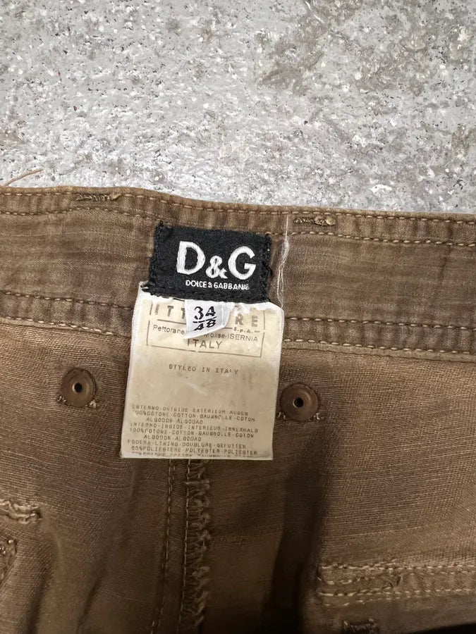 AW2004 Dolce & Gabbana Brown Utility Straight Cozy Pants (M) 4