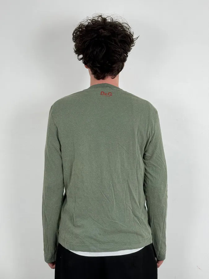 AW2004 Dolce & Gabbana Bull Spain Olive Green Longsleeves TPzrozp 2