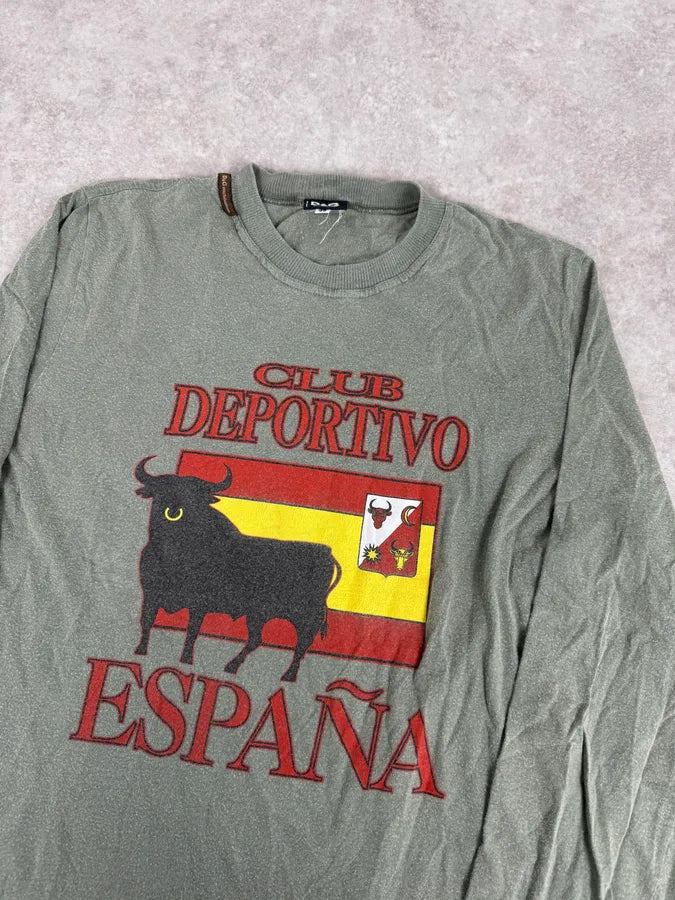 AW2004 Dolce & Gabbana Bull Spain Olive Green Longsleeves TPzrozp 4