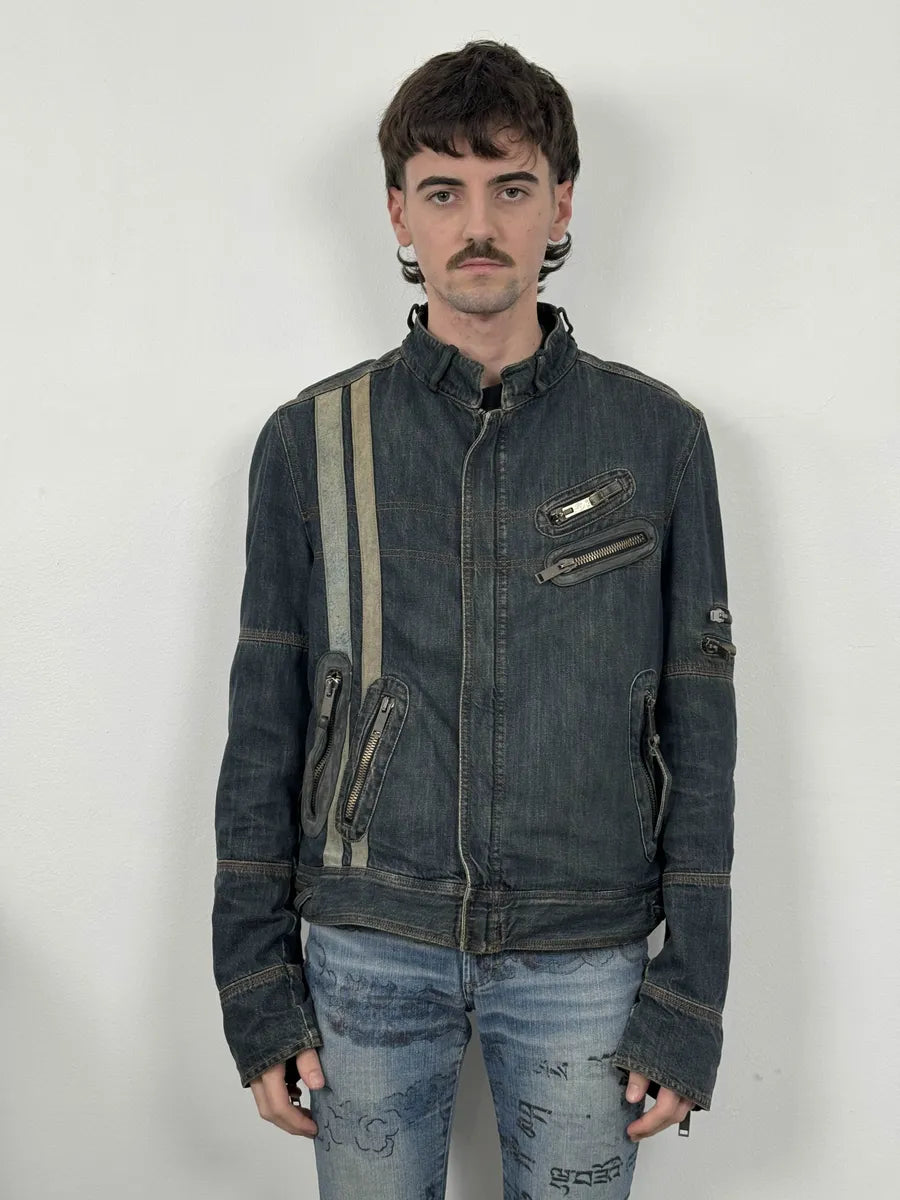 AW2004 Dolce & Gabbana Cafe Racer Biker Denim Jacket AEgwWpb 1