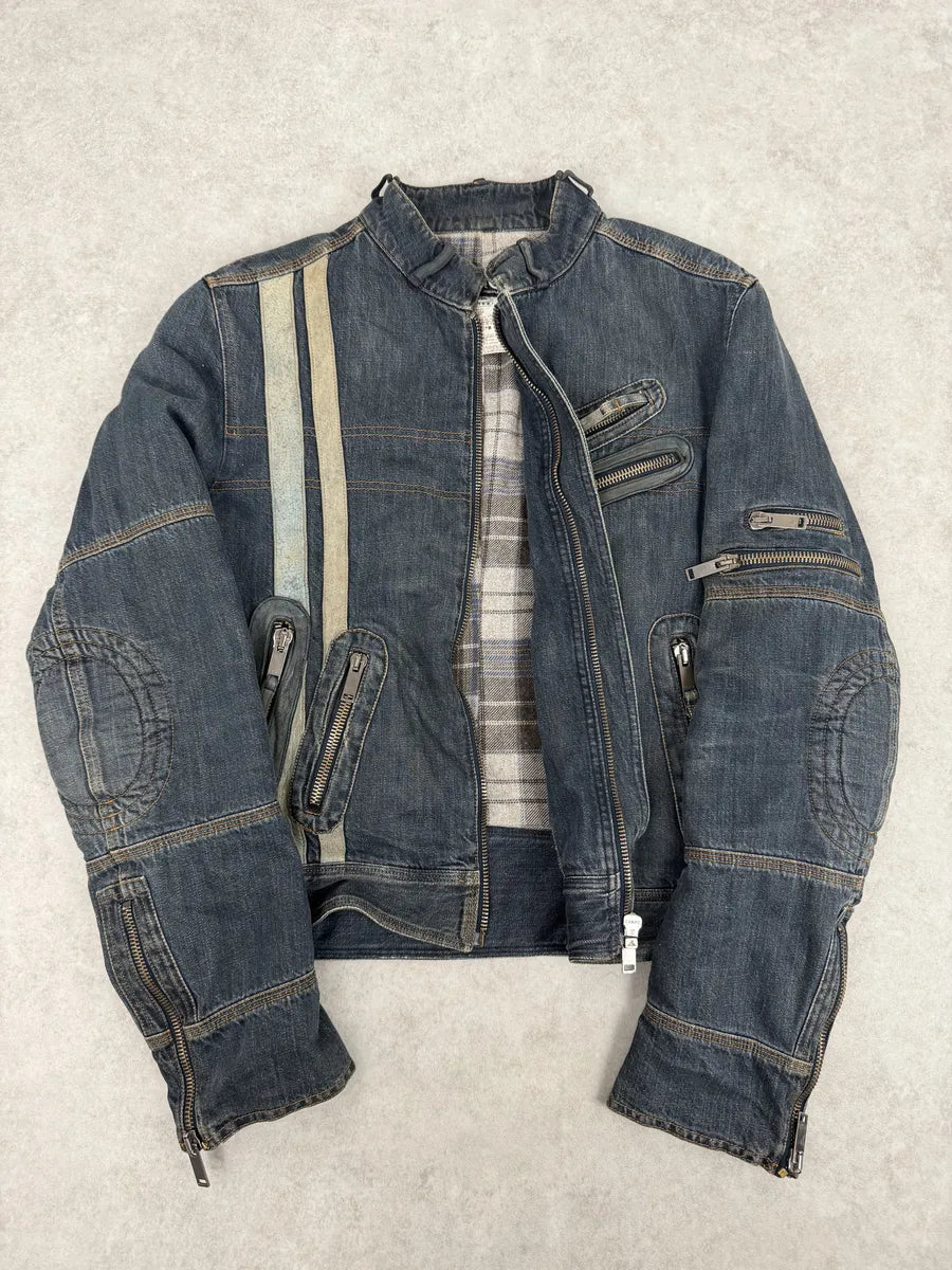 AW2004 Dolce & Gabbana Cafe Racer Biker Denim Jacket AEgwWpb 5