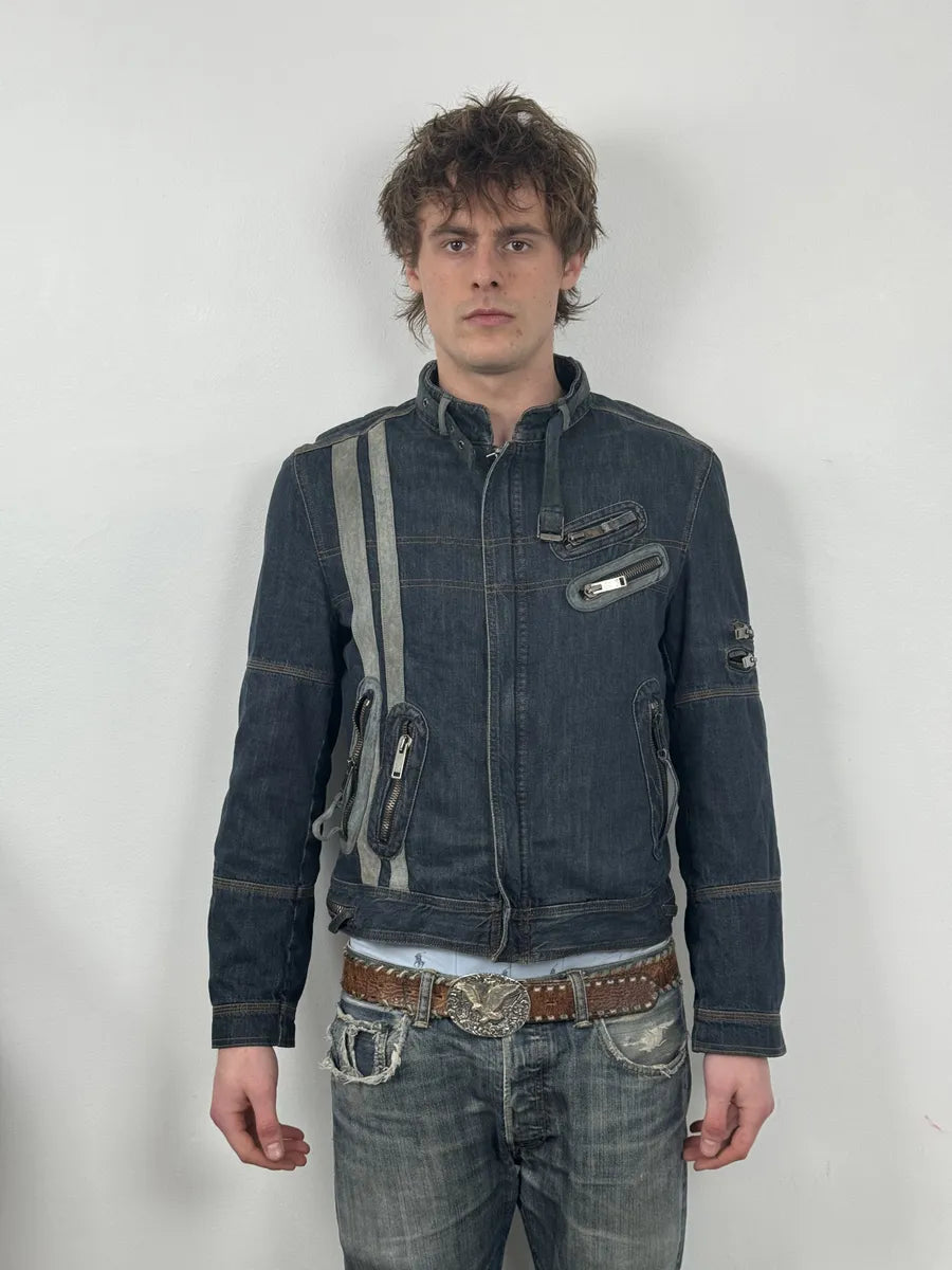 AW2004 Dolce & Gabbana Cafe Racer Biker Denim Jacket RZTFRrF 2