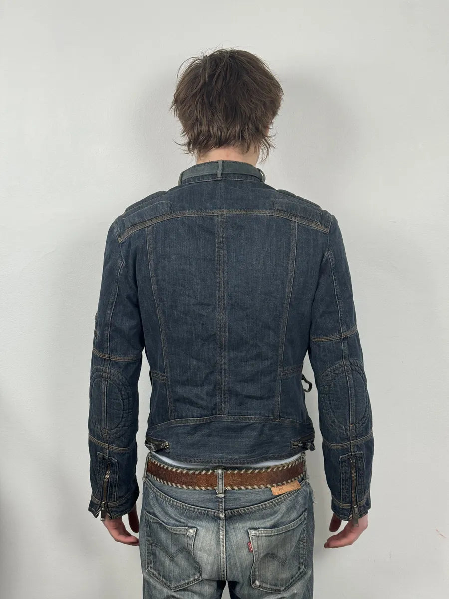 AW2004 Dolce & Gabbana Cafe Racer Biker Denim Jacket RZTFRrF 3