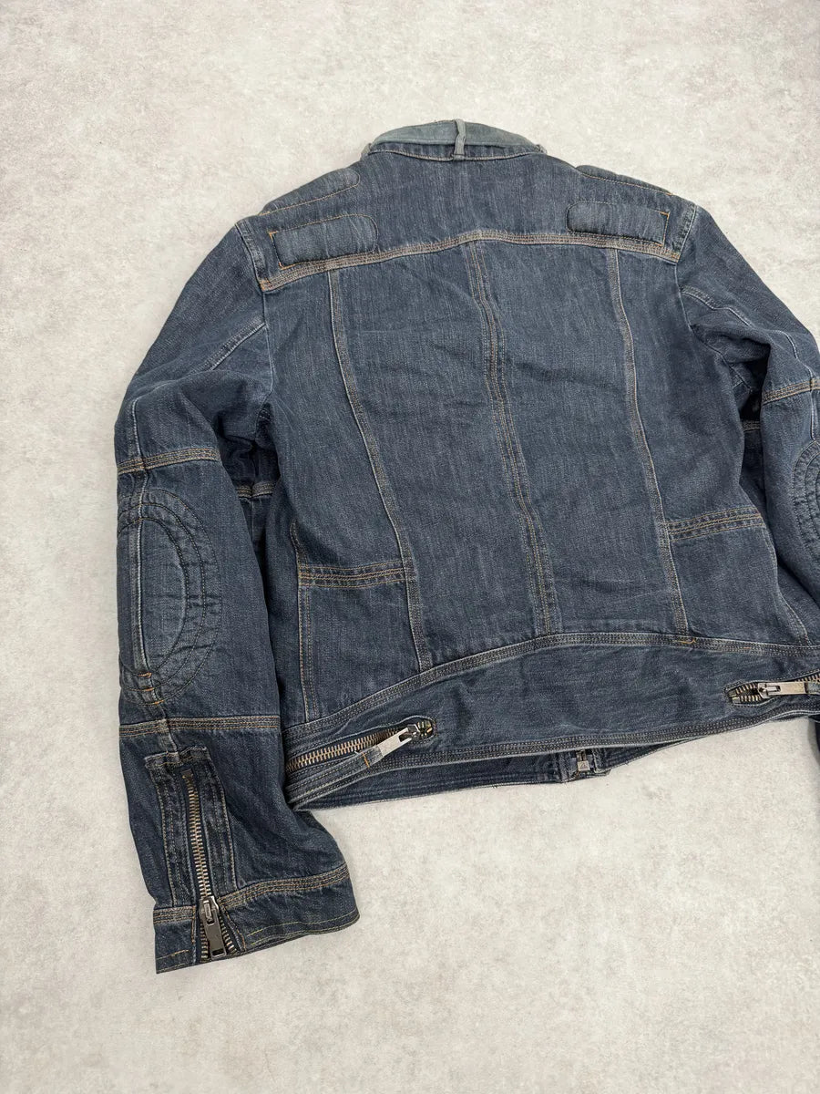 AW2004 Dolce & Gabbana Cafe Racer Biker Denim Jacket RZTFRrF 6