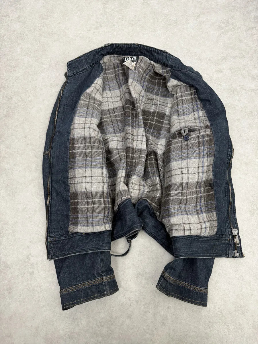 AW2004 Dolce & Gabbana Cafe Racer Biker Denim Jacket RZTFRrF 8