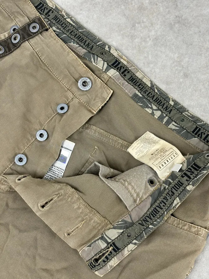 AW2004 Dolce & Gabbana Cargo Parachute Beige Pants ModYnia 8