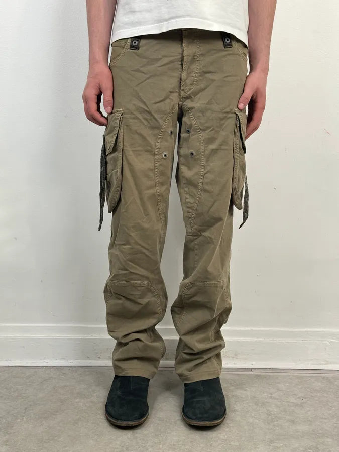 AW2004 Dolce & Gabbana Cargo Parachute Beige Pants ModYnia 1