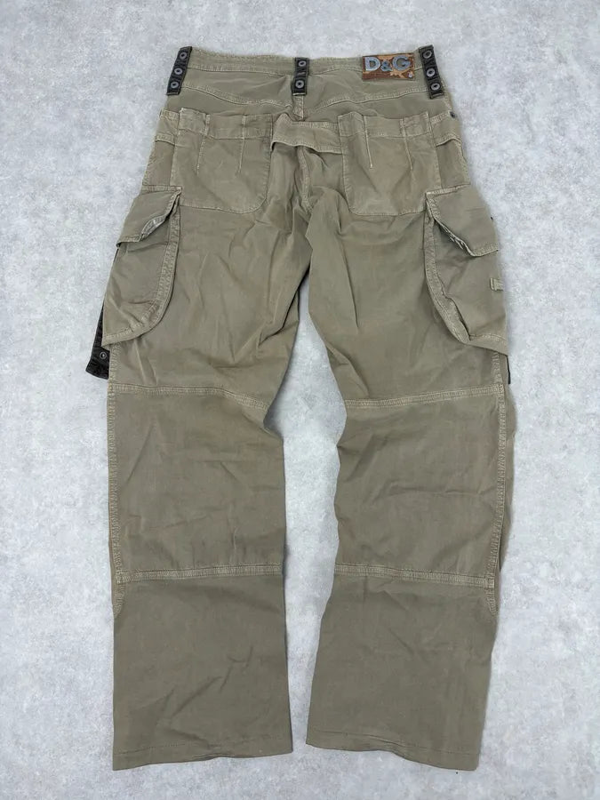 AW2004 Dolce & Gabbana Cargo Parachute Beige Pants ModYnia 5