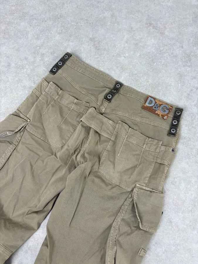 AW2004 Dolce & Gabbana Cargo Parachute Beige Pants ModYnia 6