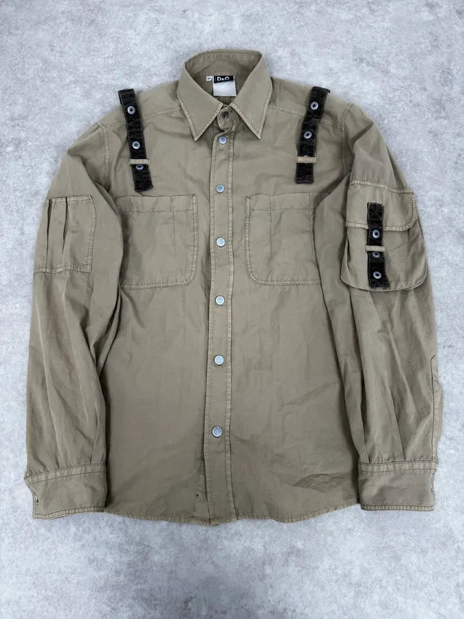 AW2004 Dolce & Gabbana Cargo Bondage Parachute Beige Shirt nambAce 0