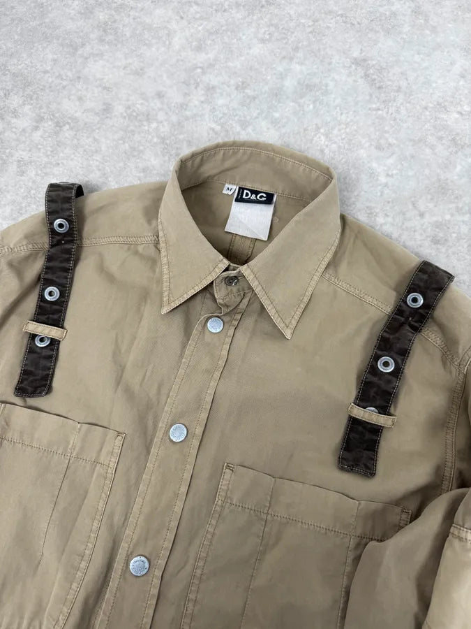AW2004 Dolce & Gabbana Cargo Bondage Parachute Beige Shirt nambAce 4