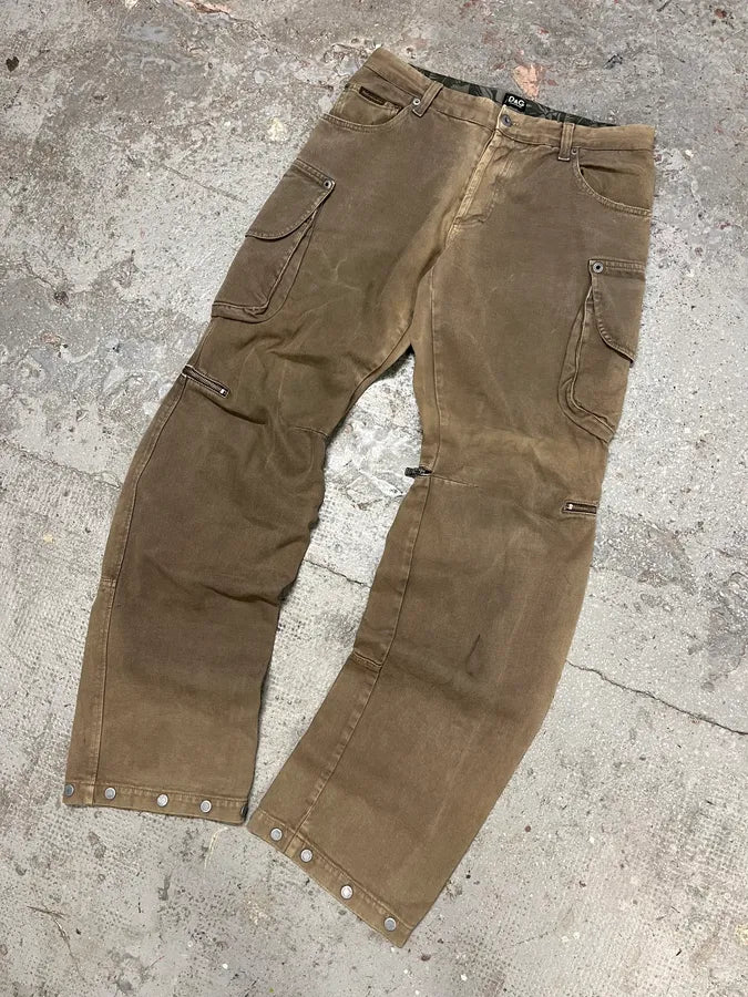 AW2004 Dolce & Gabbana Cargo Zip Brut Grey Pants (M/L) jEzElMQ 5