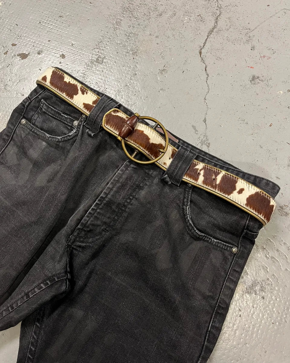 AW2004 Dolce & Gabbana Cow Effect Calf Hair Leather Belt  PIHFrtd 1
