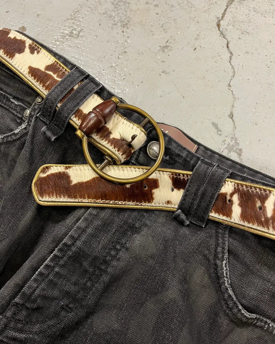 AW2004 Dolce & Gabbana Cow Effect Calf Hair Leather Belt  PIHFrtd 2
