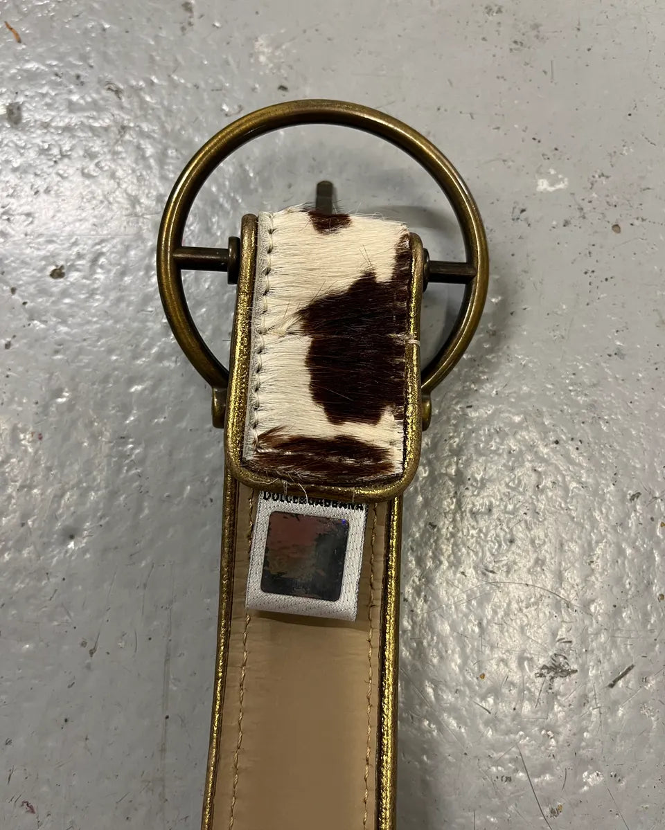 AW2004 Dolce & Gabbana Cow Effect Calf Hair Leather Belt  PIHFrtd 6