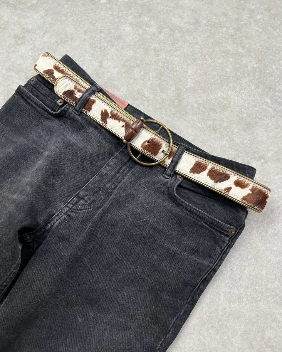 AW2004 Dolce & Gabbana Cow Effect Calf Hair Leather Belt veSunKE 1
