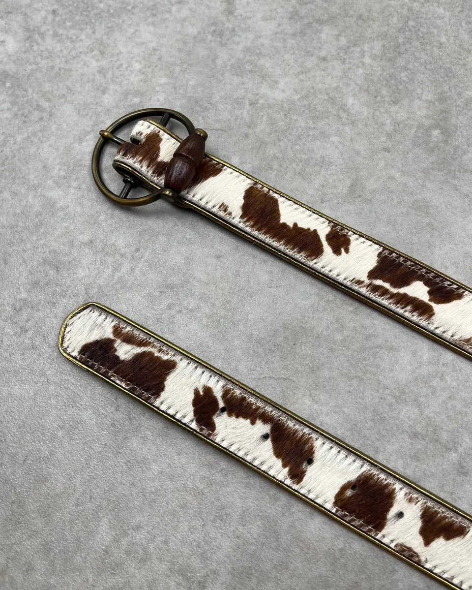 AW2004 Dolce & Gabbana Cow Effect Calf Hair Leather Belt veSunKE 3