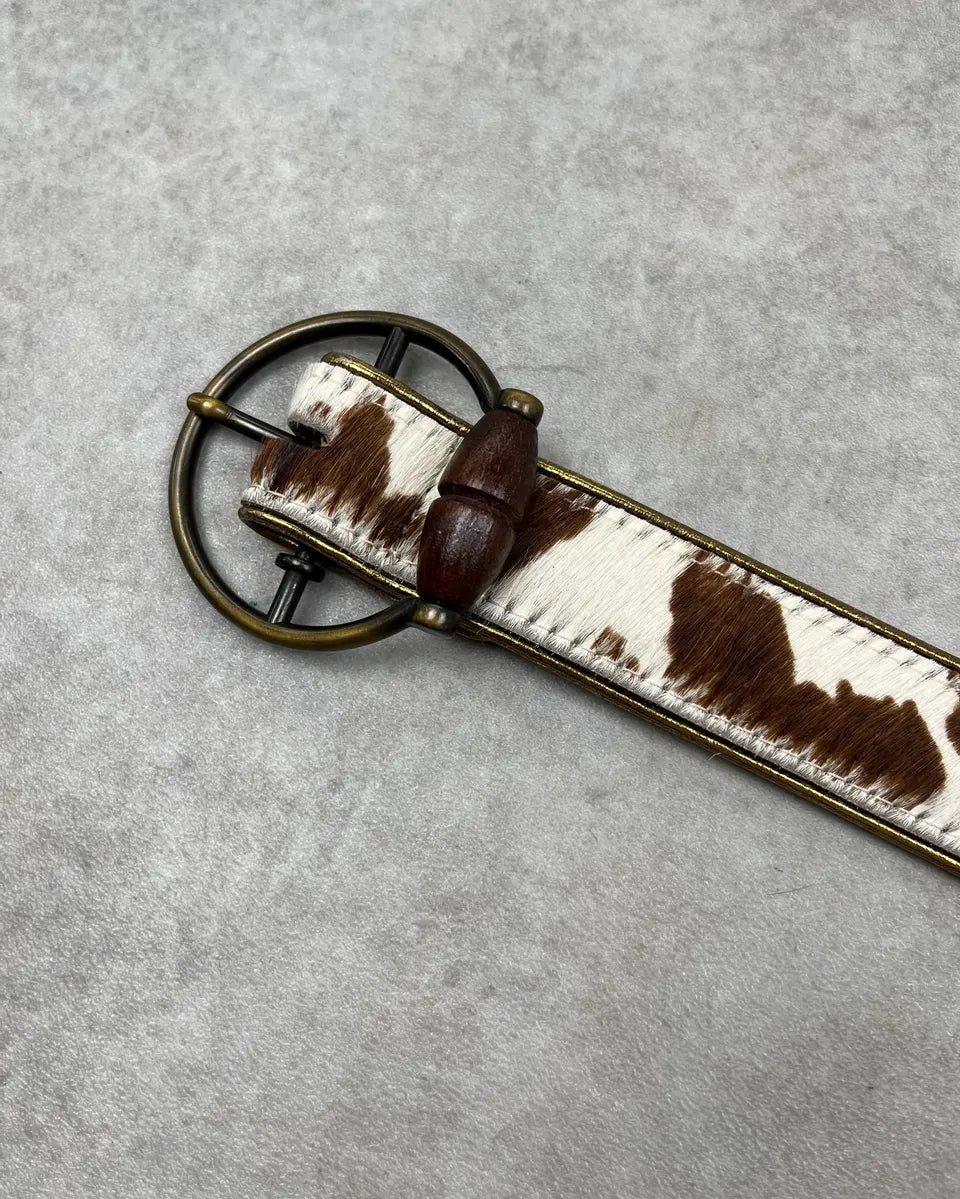 AW2004 Dolce & Gabbana Cow Effect Calf Hair Leather Belt veSunKE 4