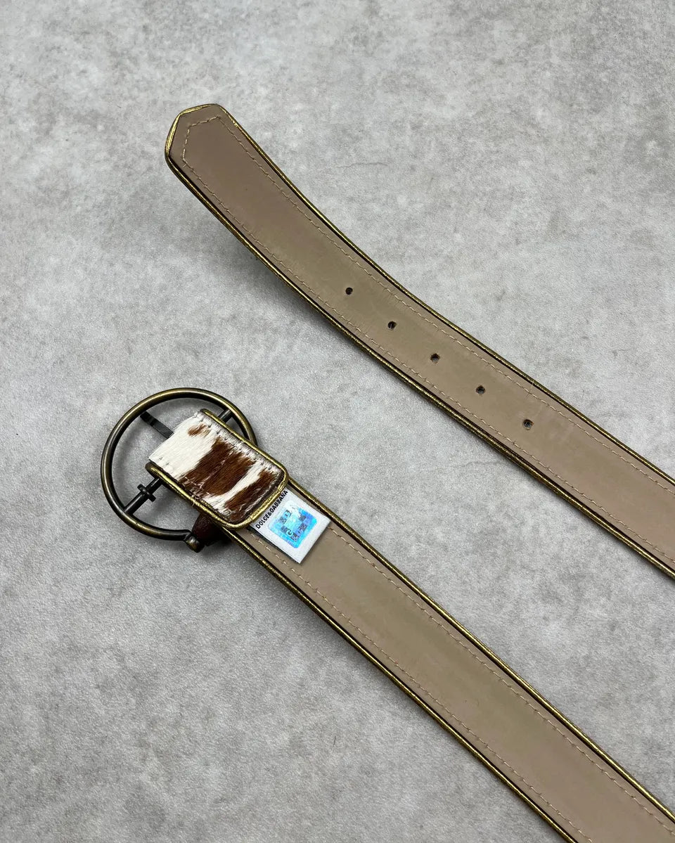 AW2004 Dolce & Gabbana Cow Effect Calf Hair Leather Belt veSunKE 5