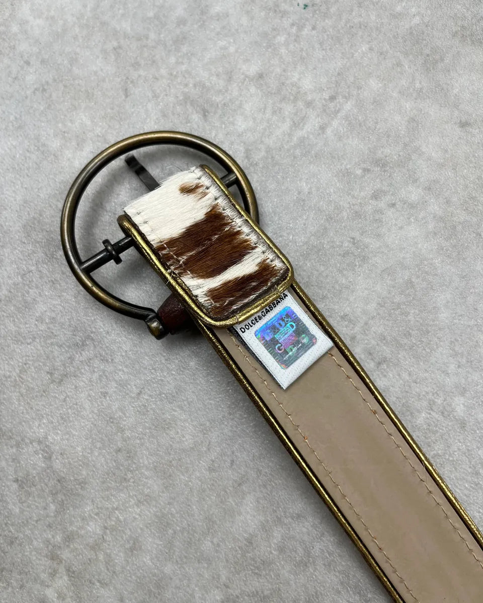 AW2004 Dolce & Gabbana Cow Effect Calf Hair Leather Belt veSunKE 6