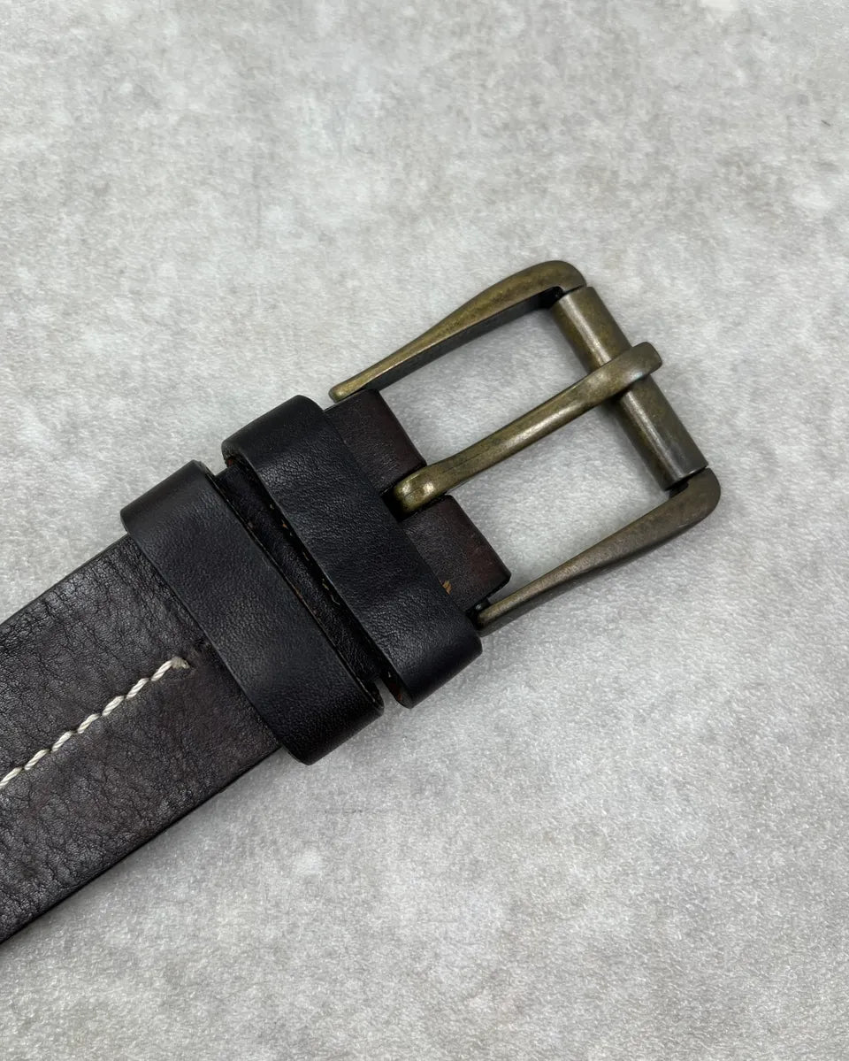 AW2004 Dolce & Gabbana Cow Effect Pony Hair Brown Leather Belt  duZNcVI 4