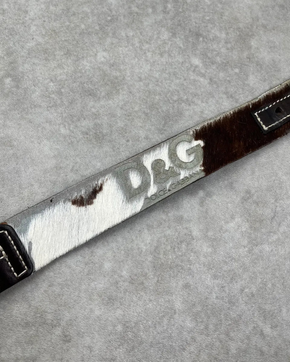 AW2004 Dolce & Gabbana Cow Effect Pony Hair Brown Leather Belt  duZNcVI 5