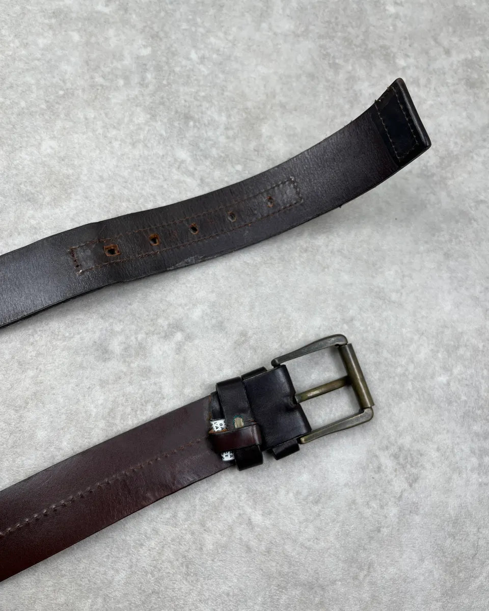 AW2004 Dolce & Gabbana Cow Effect Pony Hair Brown Leather Belt  duZNcVI 6