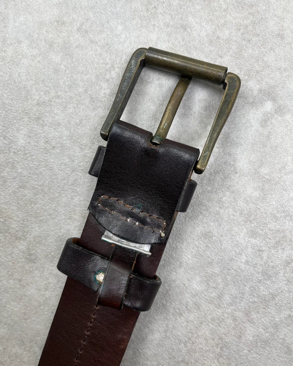 AW2004 Dolce & Gabbana Cow Effect Pony Hair Brown Leather Belt  duZNcVI 7
