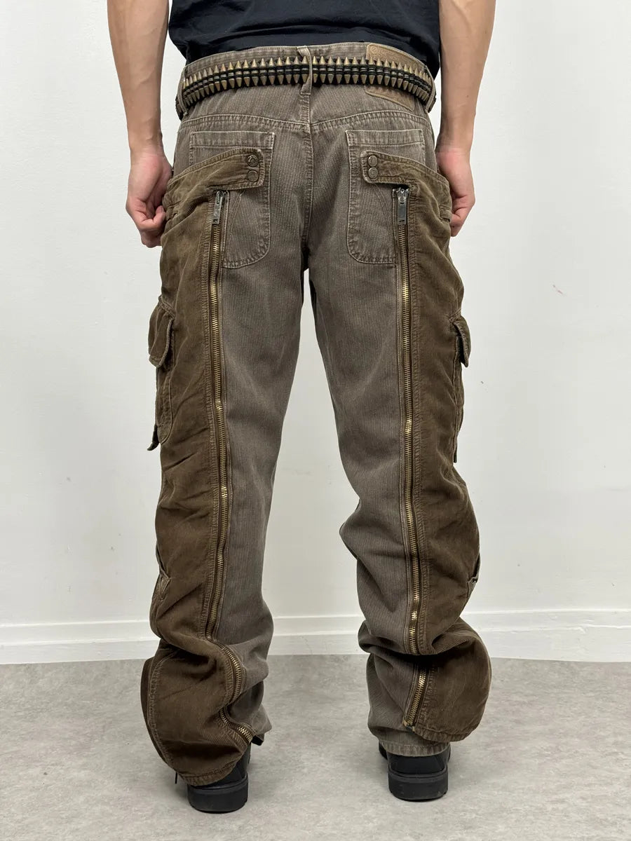 AW2004 Dolce & Gabbana Detachable Velvet Aviator Cargo Brown Pants YtquwJZ 3