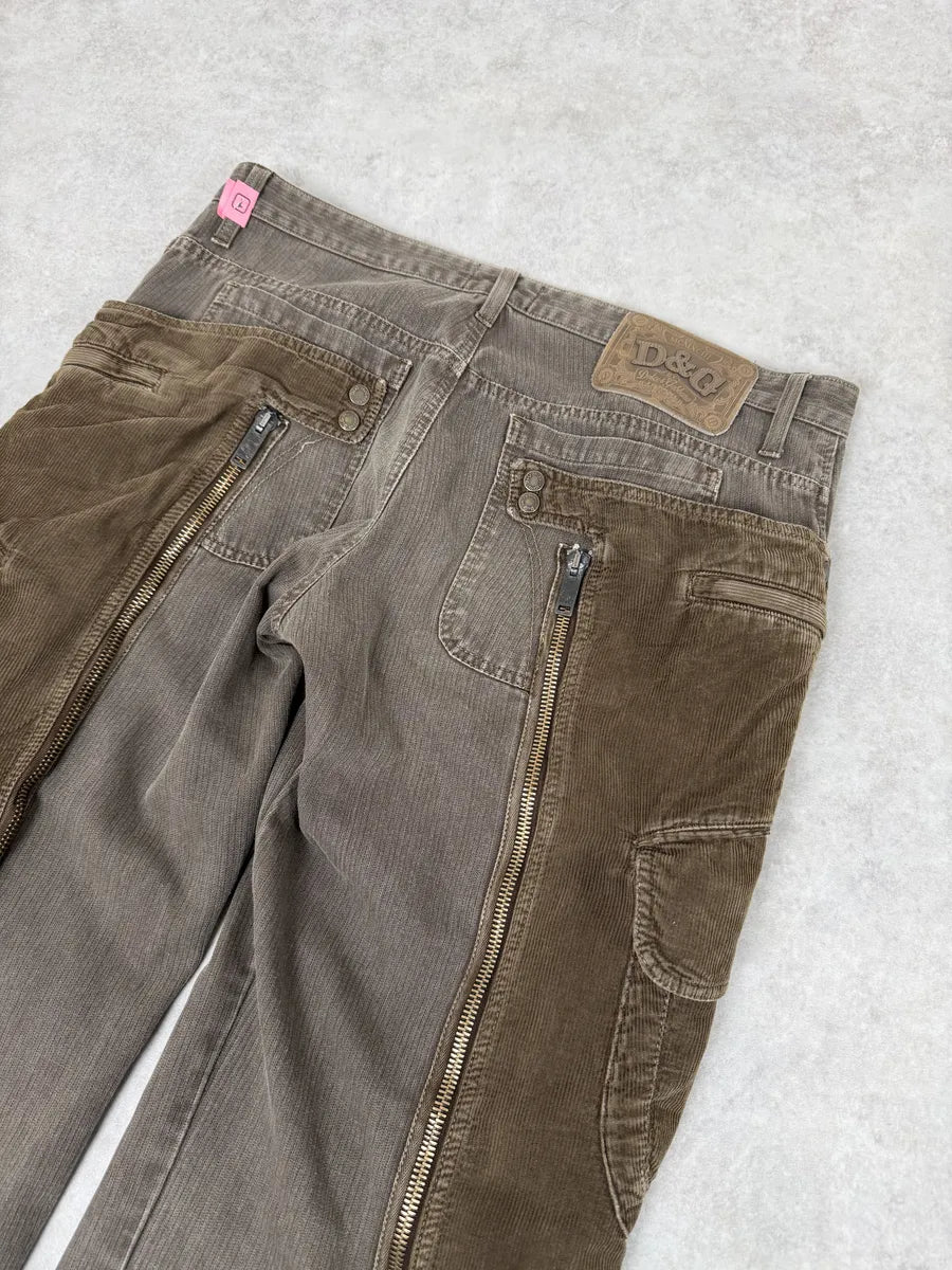 AW2004 Dolce & Gabbana Detachable Velvet Aviator Cargo Brown Pants YtquwJZ 9