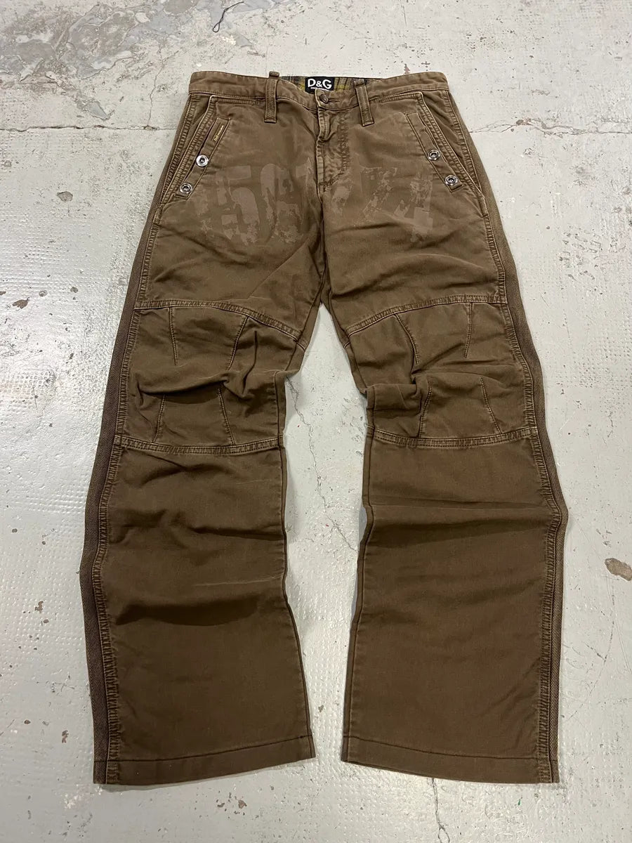 AW2004 Dolce & Gabbana Double Pocket Military Brown Pants VJUQCsv 0