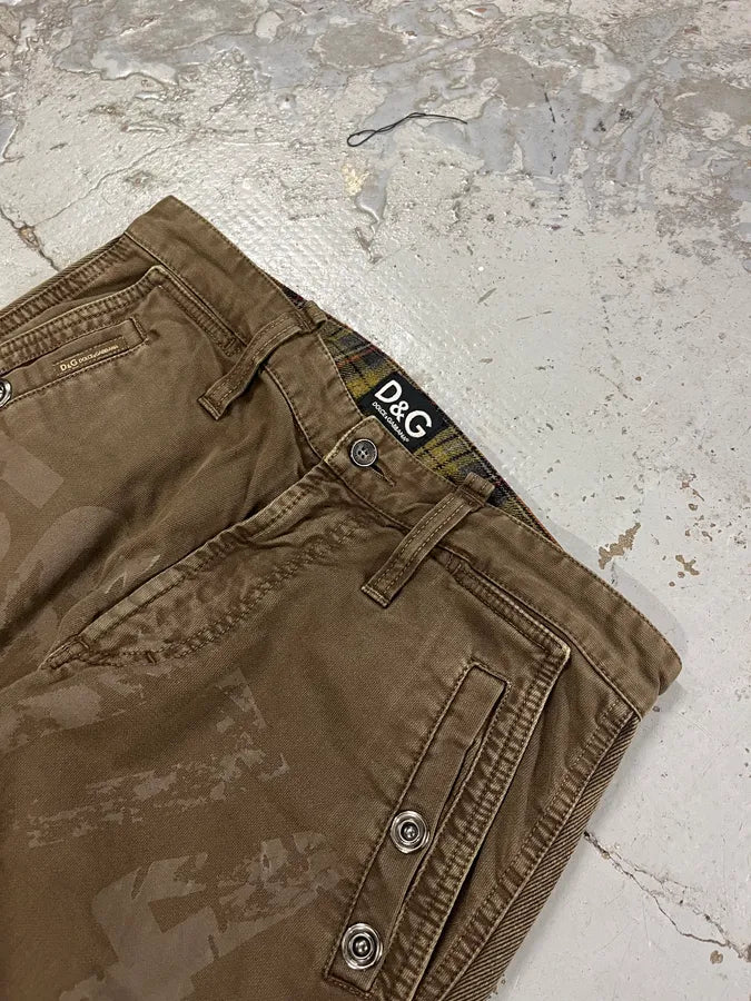 AW2004 Dolce & Gabbana Double Pocket Military Brown Pants VJUQCsv 5