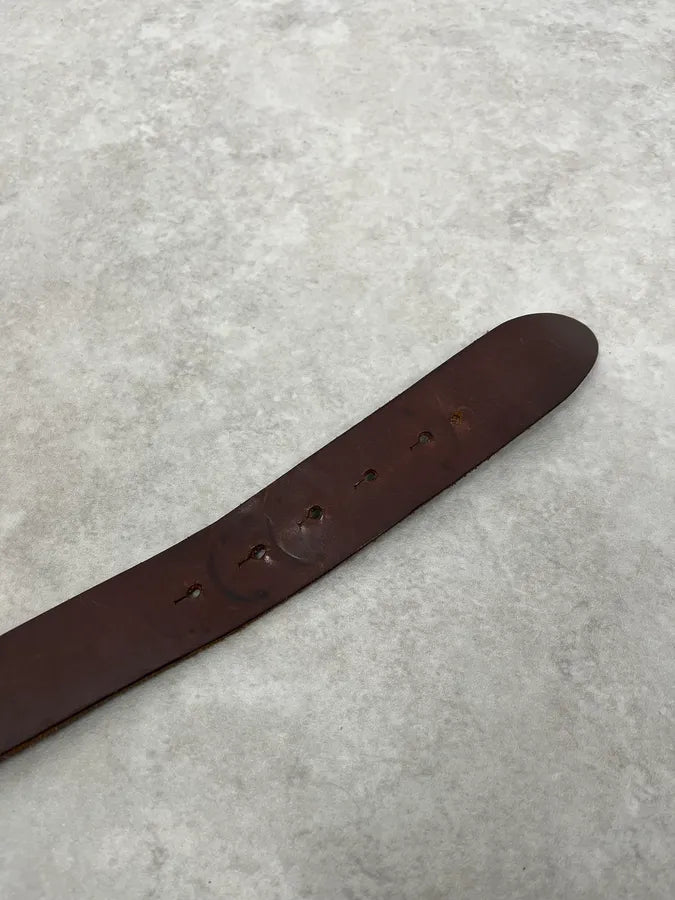 AW2004 Dolce & Gabbana Futuristic Buckle Brown Leather Belt SHJtIhv 5